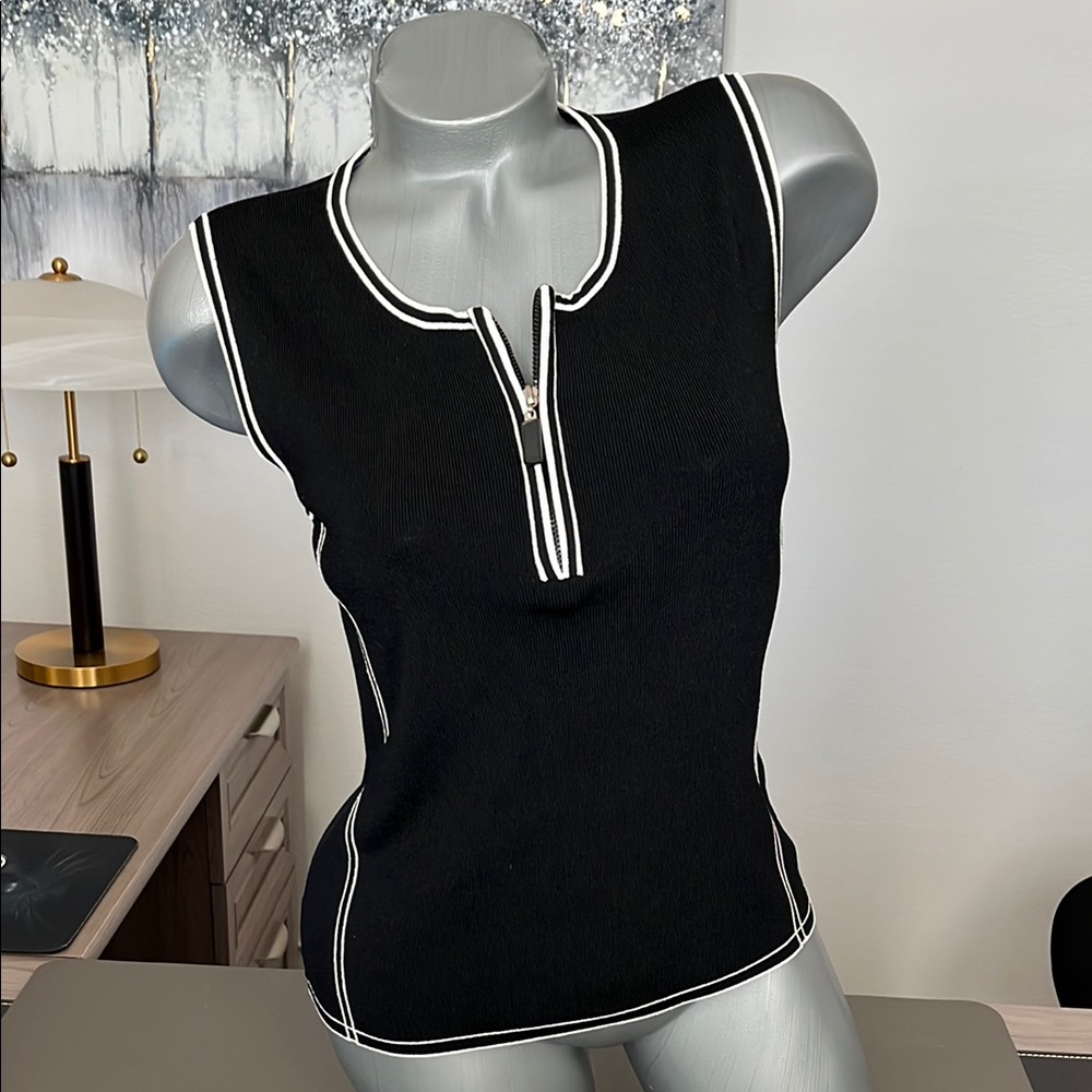 Belldini Black Fitted Sleeveless Polo Tank Top